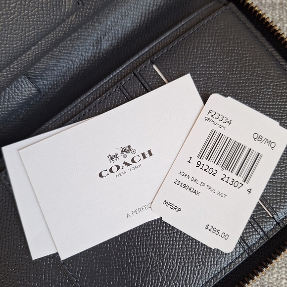 NWT Coach F23334 Crossgrain Leather Double Zip Travel Wallet Midnight - Picture 11 of 11